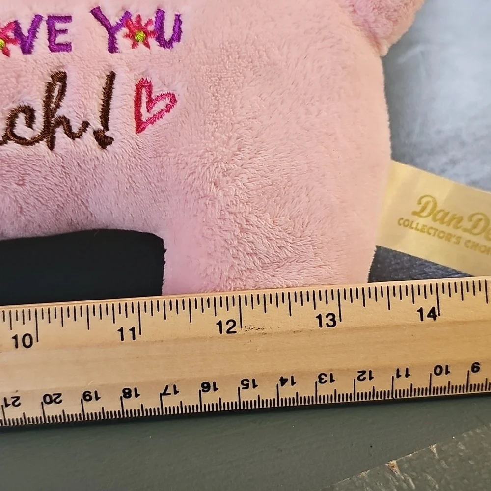 Pink Plush Dachshund Dog Toy. Pink With Enbroidery( MOM I LOVE YOU THIS MUCH! )‎